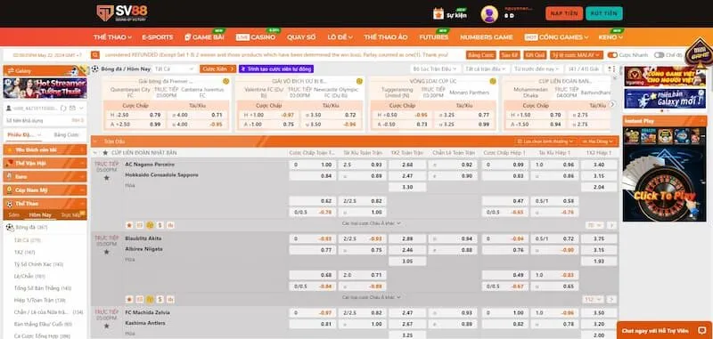 Hướng dẫn đặt cược thể thao tại SV88